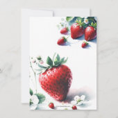 かわいい水彩イラストの苺のベビーシャワー 招待状 (裏面)