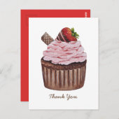 かわいい水彩イラストの苺カップケーキ ポストカード (正面/裏面)