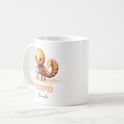 かわいい水彩イラストレーション蠍座〔占星術の〕十二宮図名 コーヒーマグカップ (正面左)