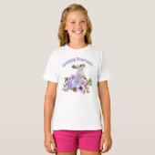 かわいい水彩イースターのウサギと花 Tシャツ (正面フル)