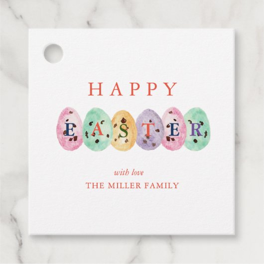 かわいい水彩イースターエッグ フェイバータグ (正面)