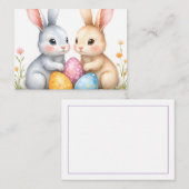 かわいい水彩イースターバニー イースターおめでとう ノートカード (正面/裏面)
