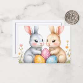 かわいい水彩イースターバニー イースターおめでとう ノートカード