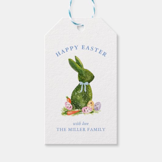 かわいい水彩イースターバニー ギフトタグ (正面)