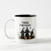 かわいい水彩ウィッチーな猫かぼちゃ ツートーンマグカップ (左)