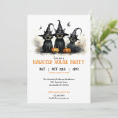 かわいい水彩ウィッチー猫カボチャのハロウィーン 招待状 (スタンド正面)