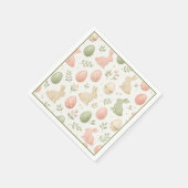 かわいい水彩ウサギの花柄イースター・ブランチ スタンダードカクテルナプキン (角)