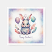 かわいい水彩ウサギの風船 誕生日 スタンダードカクテルナプキン (正面)