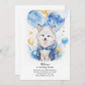 かわいい水彩オオカミの子どもの誕生日招待状 招待状 (正面/裏面)