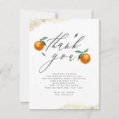 かわいい水彩オレンジのベビーシャワーありがとう サンキューカード (正面)