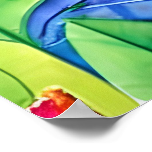 かわいい水彩オレンジの猫とかわいらし花 ポスター (角)