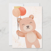 かわいい水彩オレンジ花ベア 招待状 (裏面)