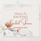 かわいい水彩オレンジ&グレーフラワーブライダルシャワー スパークリングワインラベル (シングルラベル)