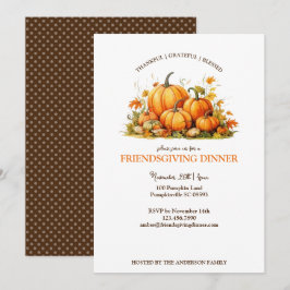 かわいい水彩オレンジ Friendsgiving Thanksgivin 招待状
