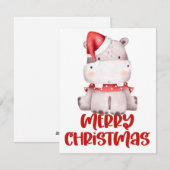 かわいい水彩カバのクリスマスカード シーズンカード (正面/裏面)