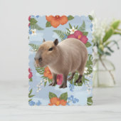 かわいい水彩カピバラ動物イラスト 招待状 (スタンド正面)