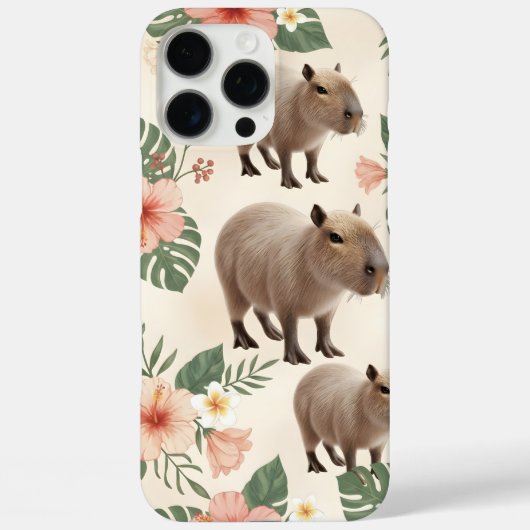 かわいい水彩カピバラ シームレス パターン Case-Mate iPhoneケース (裏面)