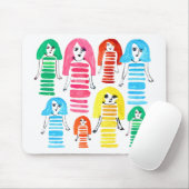 かわいい水彩ガールズのファンキーな現代アート マウスパッド (マウス)