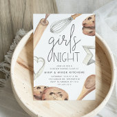 かわいい水彩ガールズナイトアウトお菓子作り教室 招待状