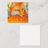 かわいい水彩キツネと花 スクエア名刺 (正面/裏面)