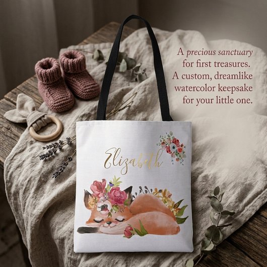 かわいい水彩キツネの赤ちゃん  トートバッグ