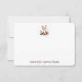 かわいい水彩キツネキッズステーショナリー サンキューカード (正面)