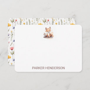 かわいい水彩キツネキッズステーショナリー サンキューカード