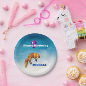 かわいい水彩キツネハッピーバースデー パーソナライズされた ペーパープレート (パーティー)