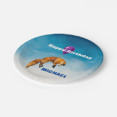 かわいい水彩キツネハッピーバースデー パーソナライズされた ペーパープレート (アングル)