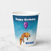 かわいい水彩キツネハッピーバースデー パーソナライズされた 紙コップ (裏面)