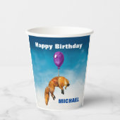 かわいい水彩キツネハッピーバースデー パーソナライズされた 紙コップ (正面)