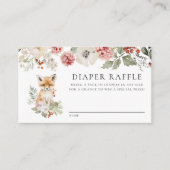 かわいい水彩キツネベビーシャワーおむつラッフル エンクロージャーカード (正面)