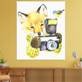 かわいい水彩キツネ撮影写真 キャンバスプリント (インサイチュ (リビング))