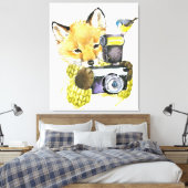 かわいい水彩キツネ撮影写真 キャンバスプリント (インサイチュ (寝室))