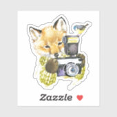 かわいい水彩キツネ撮影写真 シール (シート)