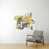 かわいい水彩キツネ撮影写真 タペストリー (インサイチュ(横))