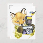 かわいい水彩キツネ撮影写真 ポストカード (正面/裏面)