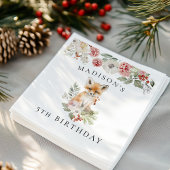 かわいい水彩キツネ誕生日パーティー スタンダードカクテルナプキン