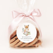 かわいい水彩キツネ誕生日パーティー ラウンドシール