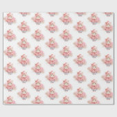 かわいい水彩キティ猫ウィンターコートパーティー ラッピングペーパー (フラット)