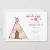 かわいい水彩キャンプワイルドワン ファーストバースデー 招待状 (正面)