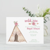 かわいい水彩キャンプワイルドワン ファーストバースデー 招待状 (スタンド正面)