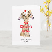 かわいい水彩ギラフェスファーストバレンタインデー カード (黄色い花)