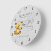 かわいい水彩クマ赤ちゃん誕生統計保育園 ラウンド壁時計 (傾斜)