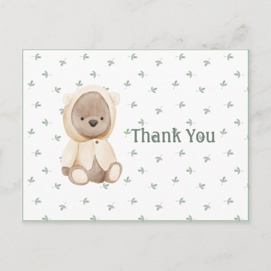 かわいい水彩クマ シンプル感謝ポストカード ポストカード (正面)