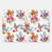 かわいい水彩クリスマスウッドランド動物のパターン ラッピングペーパーシート (正面)