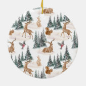 かわいい水彩クリスマススノーウッドランド動物 セラミックオーナメント (裏面)