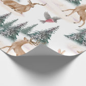かわいい水彩クリスマススノーウッドランド動物 ラッピングペーパー (角)