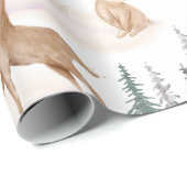 かわいい水彩クリスマススノーウッドランド動物 ラッピングペーパー (ロールコーナー)