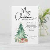 かわいい水彩クリスマスツリー フラット シーズンカード (スタンド正面)